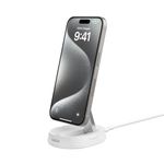 Belkin BoostCharge Pro Adjustable Magnetic 15W Charging Stand, MagSafe-Compatible Qi2 Wireless Charger, Magnetic Charging Dock, Fast Charger for Apple iPhone 15, 14, 13, 12, AirPods Pro - White