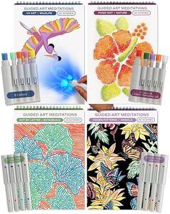 Lifelines FlowArt Activity Pad, 4-Pack - Guided Art Meditations with Markers - Color by Letter, Dot-Art and More, Coloring Books for Teens, Adults & Seniors