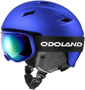 Odoland Ski Helmet and Goggles Set, Snowboard Helmet Glasses for Men, Women & Youth - Shockproof/Windproof Gear for Skiing, Snowboarding,Klein Blue,M