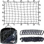 Grit Performance Cargo Net for SUV - 3 x 4 Foot, Heavy-Duty, Mesh Square Bungee Netting with 12 Hooks, 12 Black Clips and Storage Bag - Holds Small and Large Loads