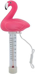 U.S. Pool Supply Floating Flamingo Thermometer - Easy to Read Temperature Display, Measures up to 120° Fahrenheit & 50° Celsius - Swimming Pools, Spas, Kids Pools, Cute Fun Pink Animal, Tether String