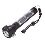 Swabs® Aluminium 7 Mode Rechargeable Solar LED Torch Flashlight, Power bank, Car Emergency Tool with Window Breaker, Magnet, Cutter, Compass for Travel, Camping Hiking security (Black)