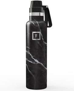 IRON °FLASK 24 oz Narrow Mouth Water Bottle with Spout | Insulated Stainless Steel Sports Water Bottle with Leakproof Spout Lid - BPA Free, Cold 24 Hrs, Sweat Free (Black Marquina)