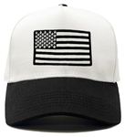 Funky Junque Two Tone Vintage Canvas Snapback Hats Men Women Trendy Embroidered Trucker Baseball Cap Funny Adjustable, American Flag - White/Black, One Size