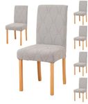 Styleys Stretch Jacquard Dining Chair Cover Removable Washable Dining Room Chair Cover Protector Seat Slipcover (Pack of 6, Light Grey, JYMC5)