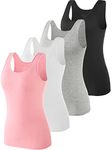 Vislivin Womens Supersoft Vest Tops Stretch Casual Tank Tops 4 Pack Black/Gray/White/Pink M