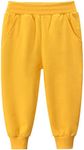 aromm Boys Cotton Stretch Jogger Pants Pull on Kids Playwear Casual Sweatpant Trousers Yellow, 130