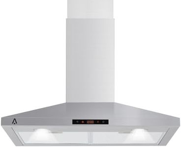 SXYCMY Range Hood 30 inch, 265 CFM Wall Mount Vent Hood for Kitchen, Ducted/Ductless Range Hood Stainless Steel with Touch Control 3 Speed Exhaust Fan, Adjustable Chimney & LED Light, Silver