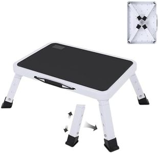 RV Step Stool Foldable Adjustable Height Sturdy Metal Stable Step Stool with a Non-Slip Platform Camper Step Stool with Non-Slip Rubber Feet, Easy to Carry