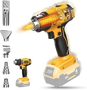 Cordless Heat Gun for Dewalt 20v Battery, LIVOWALNY 350W Hot Air Gun Kit 122℉-1022℉ Variable Temperature Control with 5 Nozzles for DIY Crafts, Shrinking PVC, Stripping Paint (No Battery)