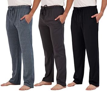 Real Essentials 3 Pack: Mens Big & Tall King Size Pajama Pants Cotton Soft Pajamas Men Flannel Bottoms Fleece Buffalo Plaid Pj Lounge Pants Sleepwear Pijamas Hombres Woven Button Fly - Set 5, 5x Tall