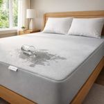MY ARMOR Waterproof Mattress Protector Queen Size, 78"x60", 6.5x5 feet, Double Bed Protector Sheet Cover, Breathable and Hypoallergenic Ultra Soft Fitted Terry Cotton Feel Fabric, Grey