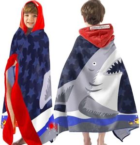 VOOVA & MOVAS Shark Kids Towel Robe Age 3-8,100% Cotton, Absorbent&Soft