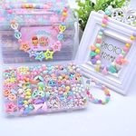 SYGA Plastic Beads for Kids Crafts Children's Jewelry Making Kit DIY Bracelets Necklace Hairband and Rings Craft Kits Birthday for 4, 5, 6, 7-Year-Old Little Girls(DIYBeadsSet-9) Multicolor