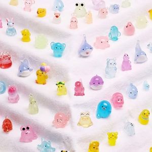 ZMRU 72 Types Luminous Mini Resin Animals, Plastic Tiny Resin Animals to Hide Prank,Mini Animals Figures for Fairy Garden, Dollhouse,Terrariums, Potted,Cake Topper, Miniature Landscape Ornament
