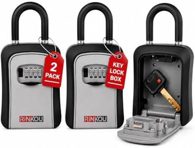 Rinkou Key Lock Box for Keys with Shackle – 4 Digit Combination Lockbox for Keys with Code – Portable Lock Box for Real Estate, Car, Door – Pack of 2 Key Lock Box G7