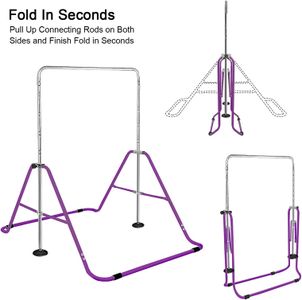 FBSPORT Kids Gymnastics Bar – Adjustable Training Bar, Purple