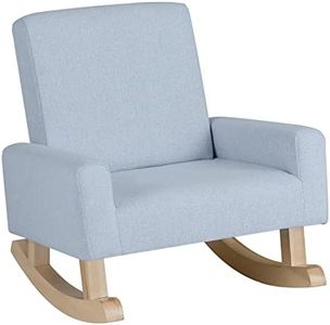 Costzon Kids Sofa, Rocking Chair with Solid Wood Frame, Linen Fabric, Anti-Tipping Design for Kids Room, Nursery, Playroom, Preschool, Birthday Gift for Boys Girls, Toddler Furniture Armchair (Blue)