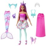 Barbie Doll, Mermaid Toys, Barbie Clothes and Accessories, Fantasy Dress-Up Set, Baby Unicorn and Dragon Pets​​, HLC28