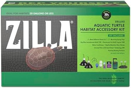 Zilla Aquatic Turtle Habitat Accessory Kit, Easy Starter Kit for Turtles, Includes Lighting, Basking Platform, Internal Filter, Water Conditioner and Food, Ideal for Habitats 20G or Less