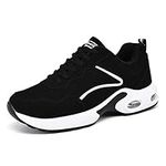 Womens Trainers Lightweight Running Walking Shoes Air Cushion Sneakers Black White