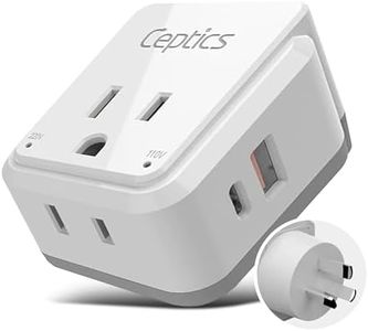 Ceptics Australian Travel Adapter Set, 20W PD & QC, Type I-3.1A - 4 in 1-2 USA Inputs, 1 USB Port, 1 USB-C Port - Australian New Zealand Fiji Argentina, Compact - Adapter Australia-Compatible Plug