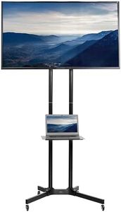 VIVO Tall TV Cart for 32 to 83 inch Screens up to 110 lbs, LCD LED OLED 4K Smart Flat and Curved Panels, Rolling Stand with Laptop DVD Shelf, Locking Wheels, Max VESA 600x400, Black, STAND-TV13E