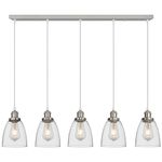 FORCOSO Glass Pendant Lights 5 Lights - Vintage Industrial Ceiling Lights with Clear Glass Light Shade, Adjustable Modern Pendant Lighting for Kitchen Island Dining Table - Brushed Nickel(NO Bulbs)