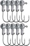 10 Pieces Lead Head Jig Hook, 1G/2G/3.5G/5G/6G/7G/9G Round Ball Soft Lure Fishing Bait Hook for Freshwater Saltwater Fishing Jig Hooks for Bass (9G)