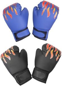 kowaku 2 Pair of Kids Boxing Gloves, Sparring Gloves, Training, Boxing Gloves Punching Gloves for Teens, Black and Blue