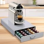 Navaris Coffee Pod Holder Drawer - 50 Capsule Storage Organizer Tray Counter Container - Fits Standard Sizes of Pods and Capsules - 1 Drawer Design - Gray