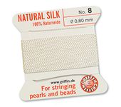 Griffin 100% Natural Silk Beading Cord String Thread - White - 5 Packs - Size 0.80mm