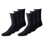 Mechaly 6 Pairs Unisex Crew Athletic Casual Sports Cotton Socks (Black, Large)