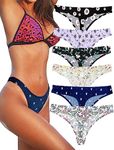 KUKU PANDA No Show Thongs for Women Ladies Maternity Comfortable Panties Seamless Underwear Set Athletic Workout Variety Pack (Flower/Palm Tree/Butterfly, Large)