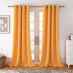 Story@Home Curtains 7 Feet Long Set of 2 100% Cotton Door Curtains Canvas Fabric Tieback, Abstract Print Bohemian Curtains for Living Room, Bedroom, Hall, 116 x 215 cm, Orange | White