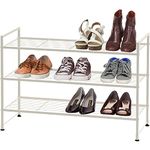 SimpleHouseware 3-Tier Stackable Wired Grid Shoe Racks with Shelves for Storage Organizer, White