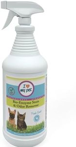 Theochem I Love My Pet Enzyme Stain & Odor Eliminator for Dog & Cat Urine – Professional Strength Cleaner for Carpets, Furniture & Upholstery – Pet-Safe, Works on Set-In Odors – 32 oz