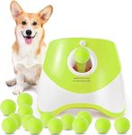 Automatic Dog Ball Launcher, Puppy Ball Thrower Machine with 10-30 Ft Launch Distance, Interactive Dog Toys for Small Dogs Indoor & Outdoor, Including 12 Mini Balls (Light Green)