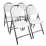 Alextend 4 Pack Plastic Folding Chairs with 160kg Weight Capacity, Stackable Event Chair, Lightweight Folding Chair (White)