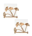 OwlGift Set of 2 Modern Ginkgo Leaves Design Napkin Holder for Tables, Metal Paper Napkin Storage for Kitchen, Stylish Paper Towel Dispenser, Mail Letter Sorter Rack, Document File Organizer – Bronze