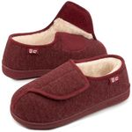 LongBay Women's Diabetic Wide Fit Memory Foam Slippers Comfy Cozy Arthritis Edema House Shoes,Wine,8UK