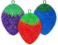 Fun Dish Scrubber by Dish Scrubbie (3PK Mix) - Fruit Shaped Kitchen Sponge Washing Dishes - Reusable Sponges for Scrubbing, Cleaning, Dishwashing - No Odor Sponges Kitchen Scrubbers