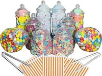 Truly Sweet Candy 10 Plastic Sweet Jars, 5 styles, 2 tongs, 50 bags Buffet (Orange)