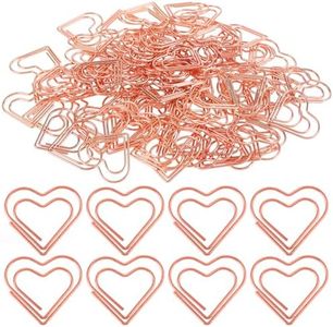 100Pcs Rose Gold Heart Paper Clips Cute Small Paper Clips for Funny Heart Clips Kids Office Supplies Paper Clamps Wedding Decoration Craft Scrapbooking Women Document Note Sorting Organizing Paperclip