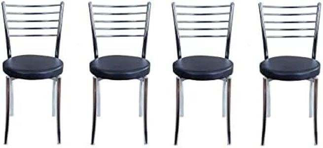 WINIFRED Portable Light Weight Steel Crome Stackable and leatherite seat Chair for Dining/Home Office/Restaurant/Hotel (Pack of 4)