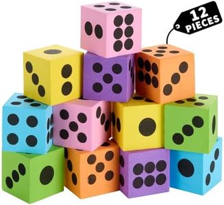 Playbees Neon Big Foam Dice Set - 12-Pack, Jumbo, and Colorful Dice for Kids - Ideal for Boosting Math Skills, Great Gifts, and Party Fun