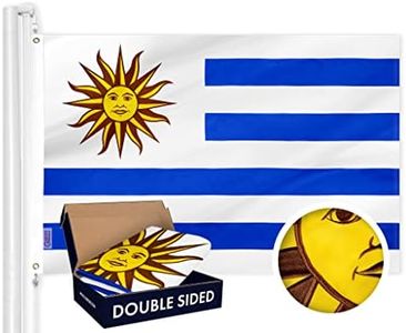 G128 Uruguay Uruguayan Flag | 3x5 Ft | Double ToughWeave Series Double Sided Embroidered 210D Polyester | Country Flag, Embroidered Design, Indoor/Outdoor, Brass Grommets, Heavy Duty, 3-ply