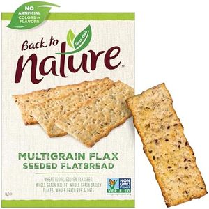 Back to Nature Multigrain Flax Seeded Flatbread Crackers - Dairy Free, Non-GMO, Made with Wheat Flour & Whole Grains, Delicious & Quality Snacks, 5.5 Ounce