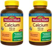 Generic Nature Made Calcium 600mg Dietary Supplement with Vitamin D3 for Bone Support, Includes 220 Tablets per Bottle, by A&S Ships, (Pack of 2)