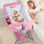 BIERUM Baby Bassinet, Bedside Sleeper for Baby, 7 Height Adjustable Bedside Bassinet with Wheels, Easy to Assemble Portable Bedside Crib with Large Storage Bag for Newborn/Infant, Mattress Included